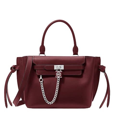 Michael Kors Merlot Leather Small Belted Hamilton Legacy Satchel